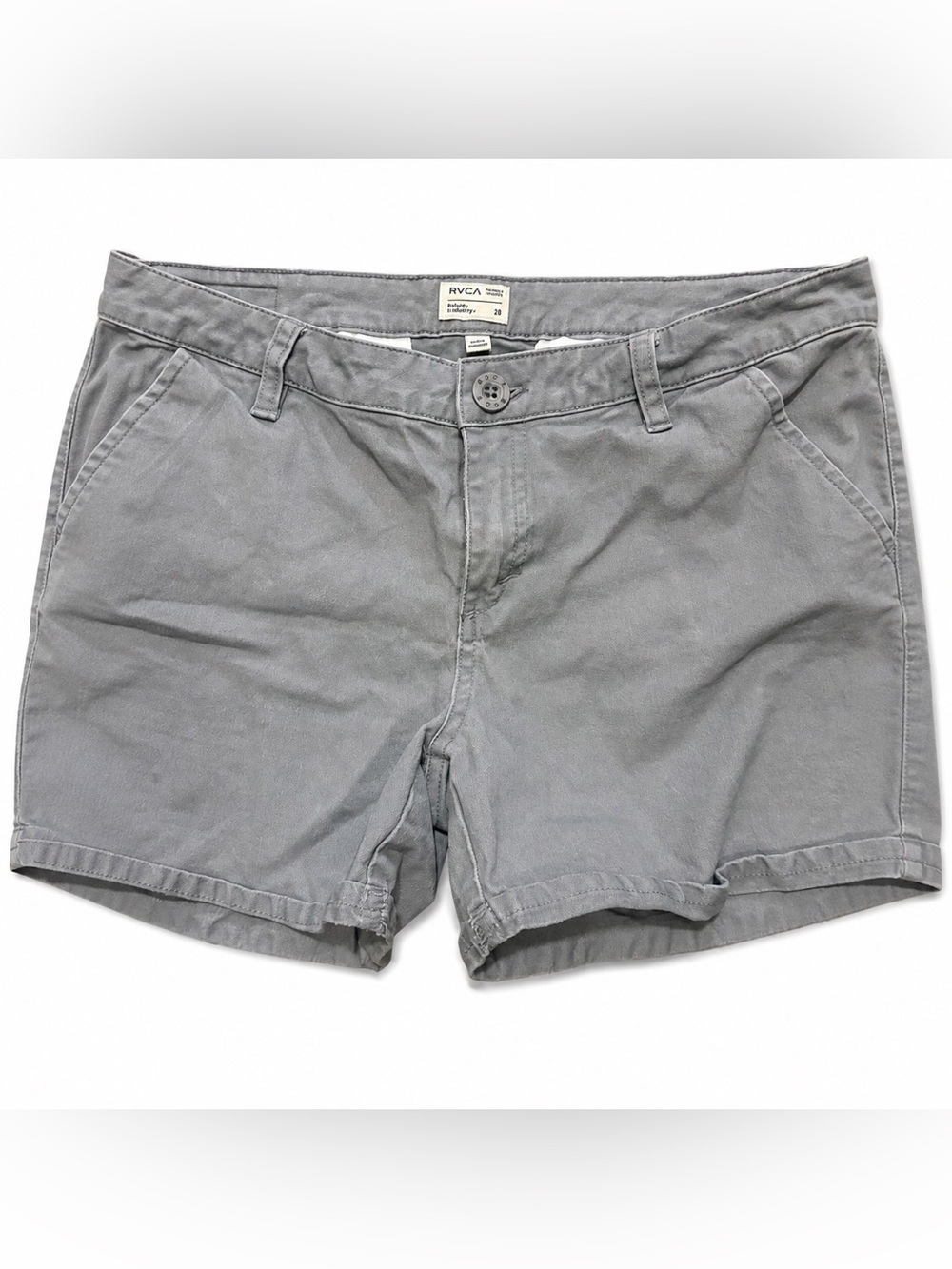 RVCA Women’s Gray Chino Shorts Size 28 Mid Rise Casual Surf Skate